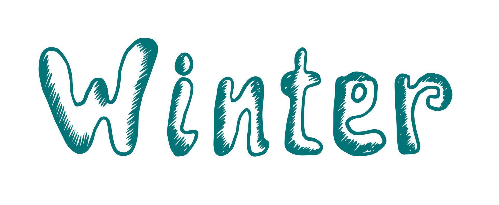 Hand drawn lettering winter. Design element for poster, card and stickers for New Year and Christmas. Vector, Illustration. vector