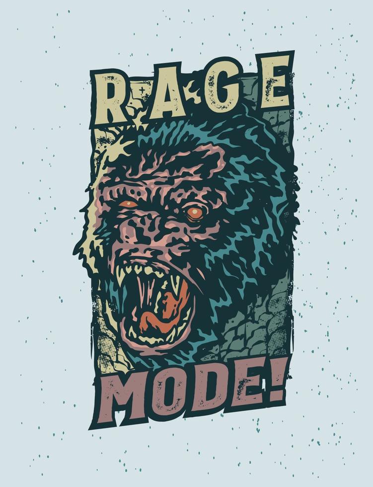 Angry rage gorilla cartoon vintage tattoo illustration vector