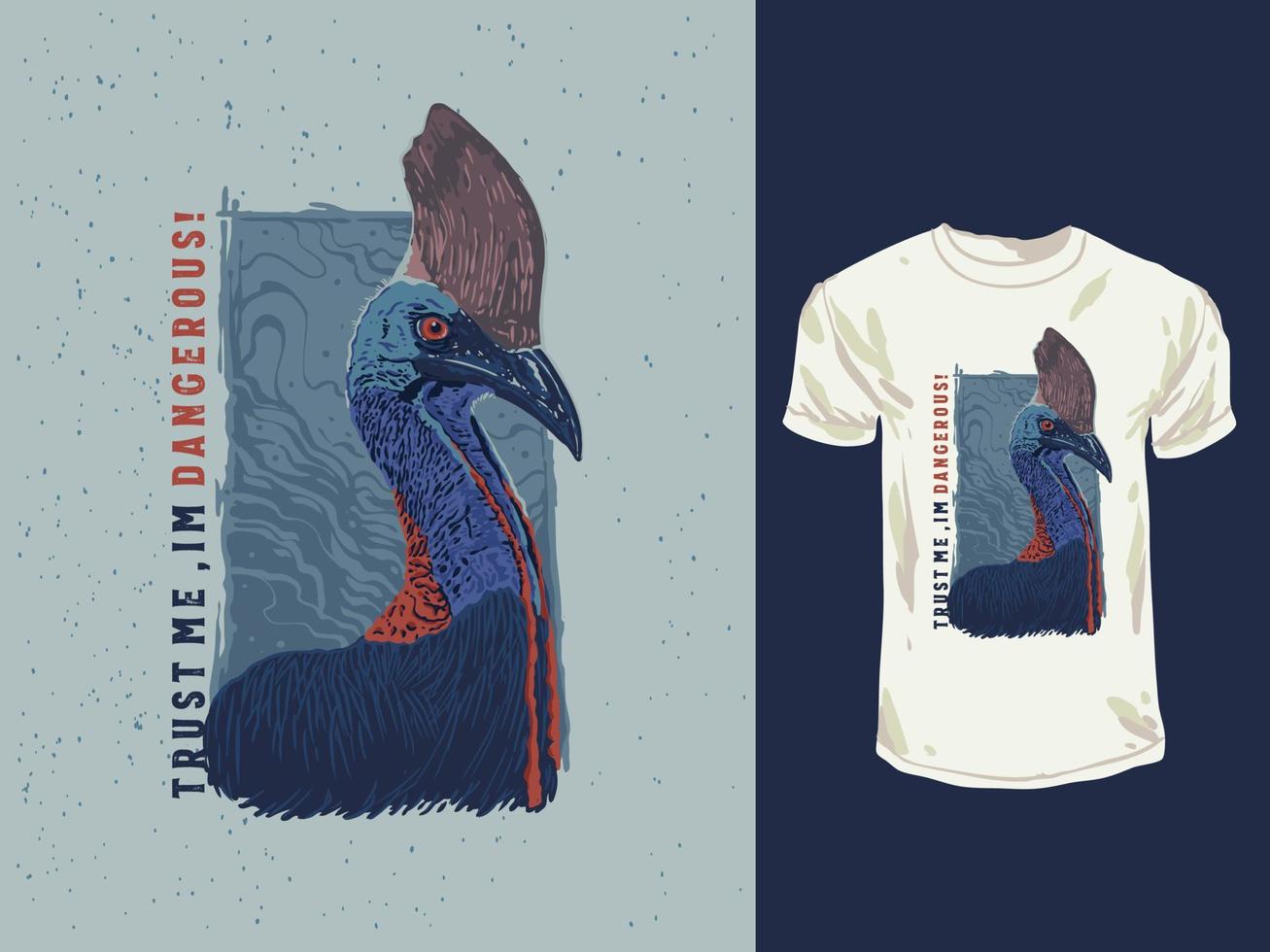 The tropical cassowary bird vintage style illustration vector
