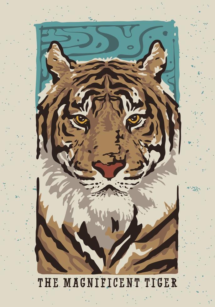 magnífico tigre dibujado a mano ilustración vector