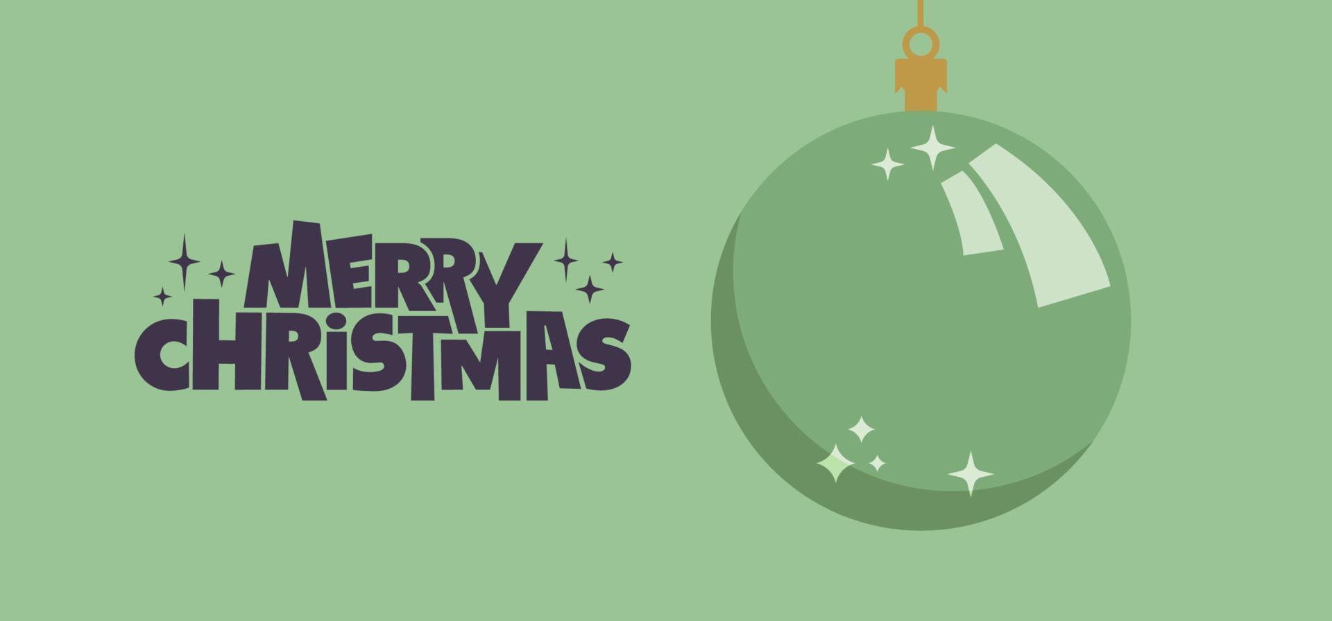 Merry Christmas horizontal banner. Flat design christmas ball. for greeting card or advertising in horizontal design with copy space. vector