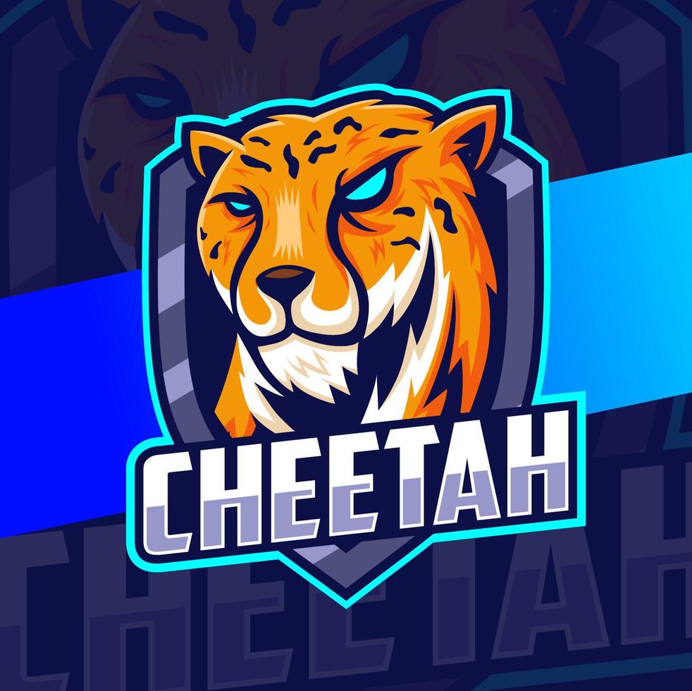 cheetah head mascot logo character for sport and gaming project vector