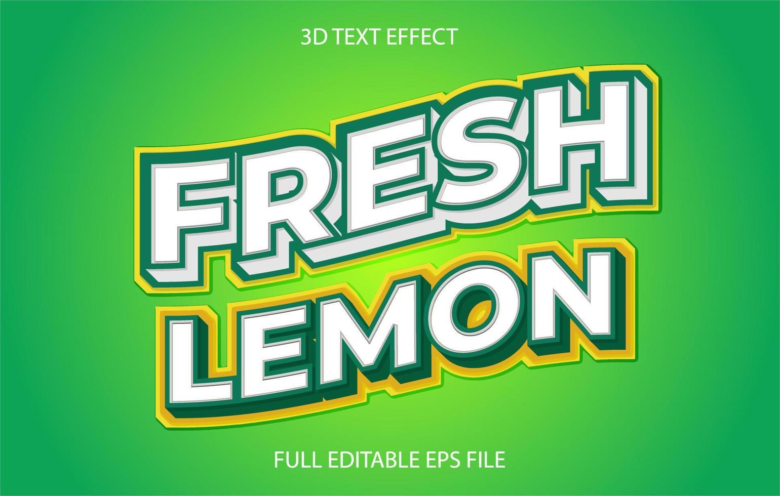 plantilla de efecto de texto editable 3d de limón fresco vector