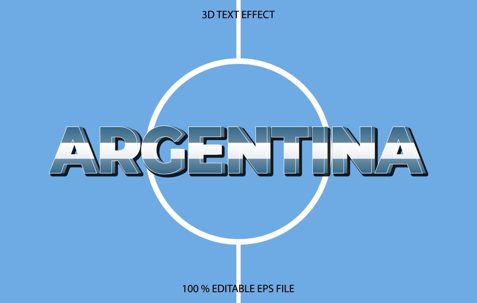 plantilla de efecto de texto editable 3d argentina, estilo de efecto de texto vector