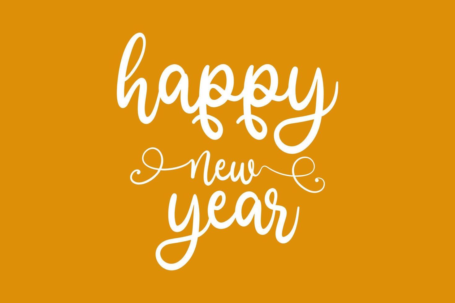 Happy new year lettering. handwritten inscription with swirls vector