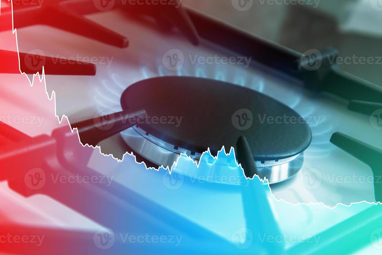 Natural gas getting cheaper. Falling price chart. 14394587 Stock Photo