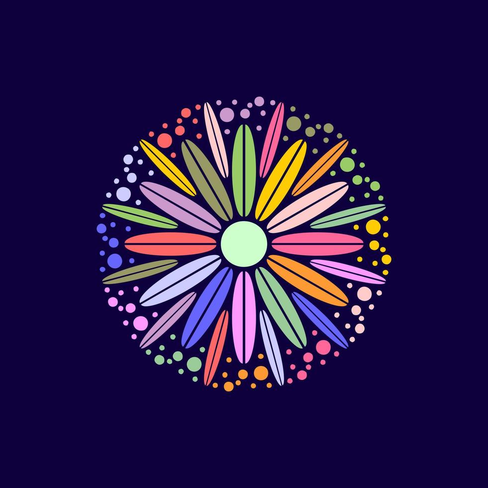 abstract circle flower colorful logo design vector