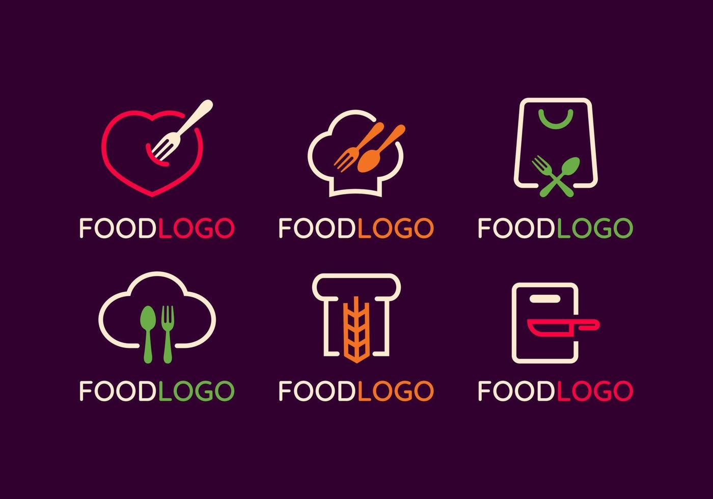 logotipo de restaurante con estilo de línea. adecuado para recetas, dietas, cocinas, cafés y diseño de logotipos de vectores de alimentos frescos