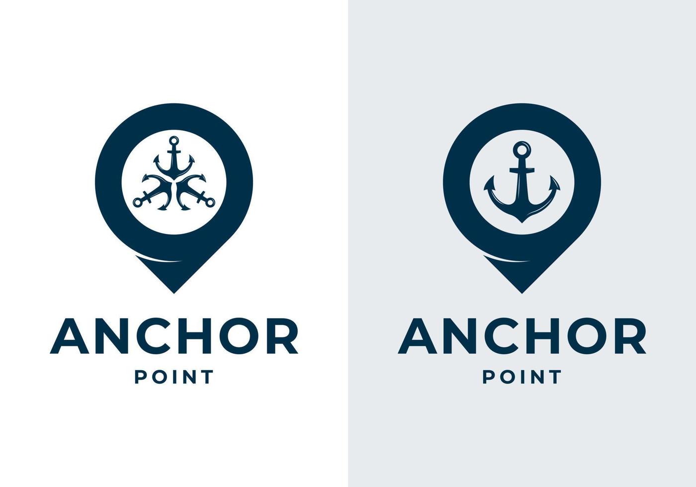 Anchor with pin location map logo design template illustration vector