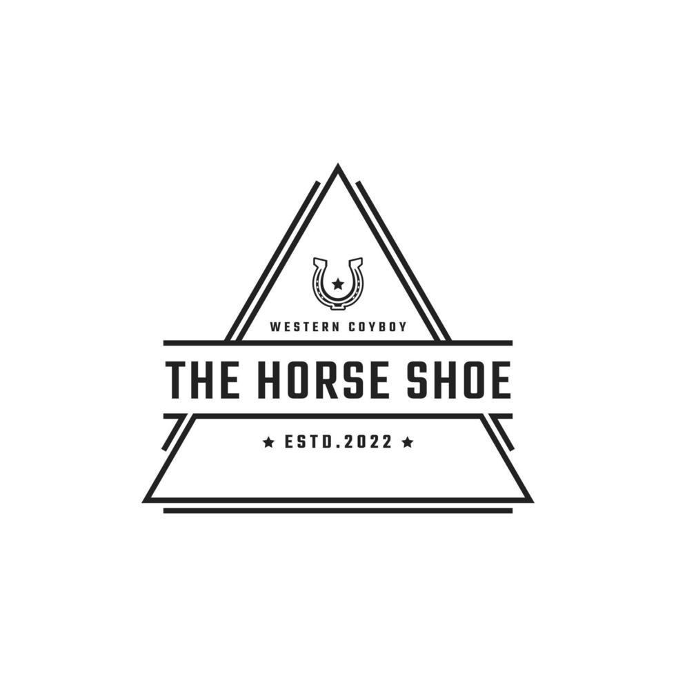 Vintage Retro Badge Emblem Shoe Horse for Country, Western ,Cowboy Ranch Logo Design Linear Style vector