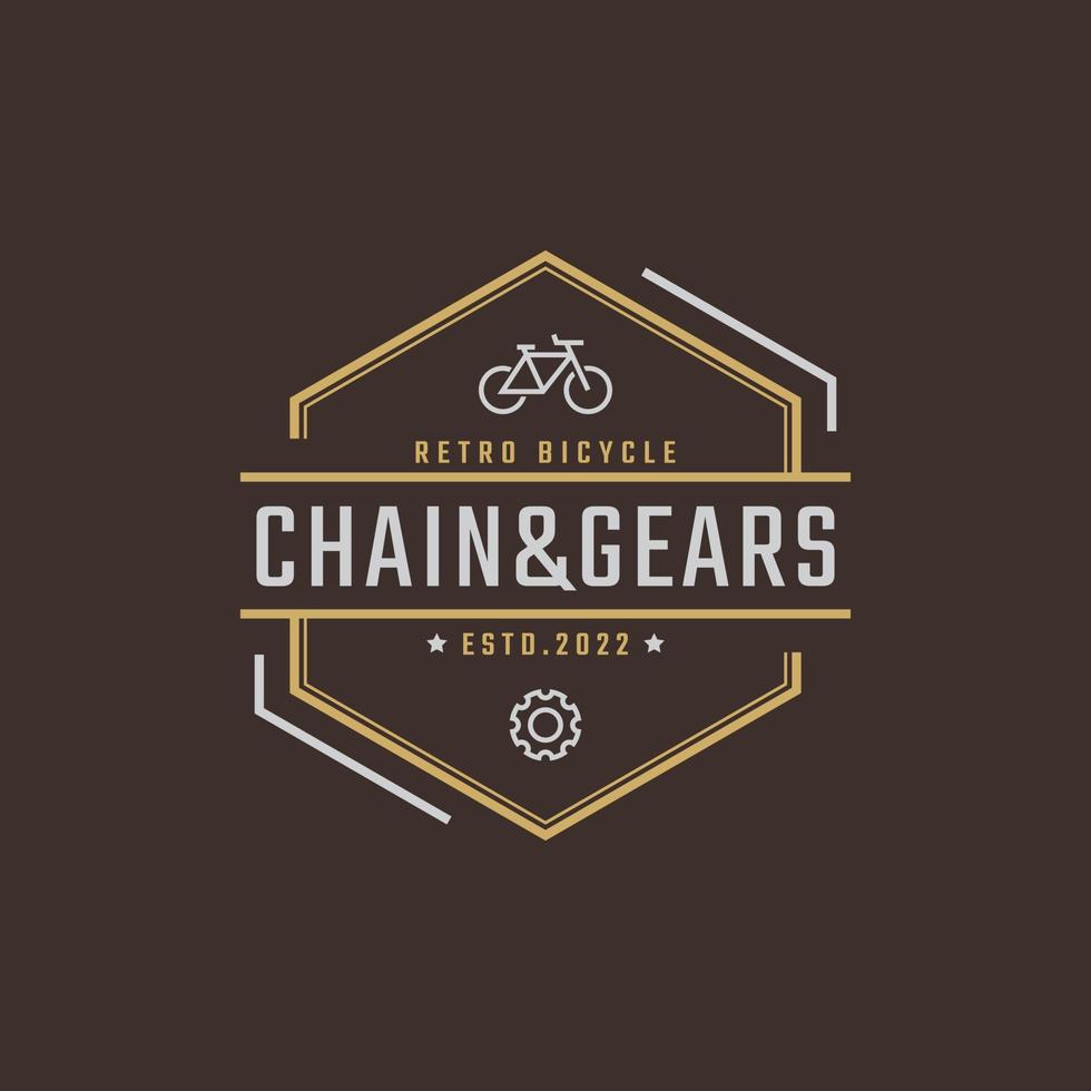 Vintage Retro Badge Emblem Logotype Bicycle Logo Design Linear Style vector