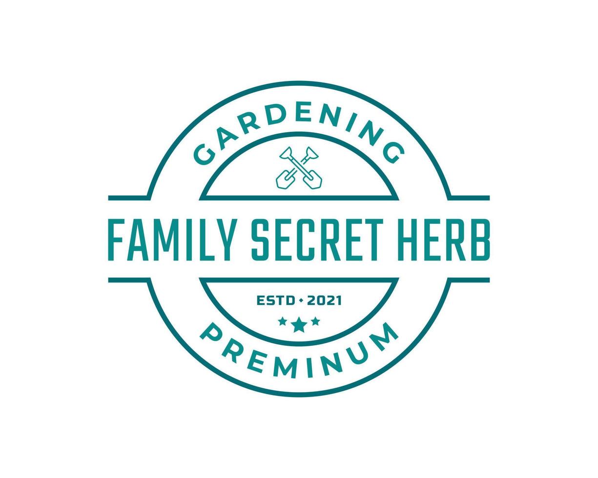 Vintage Retro Badge Emblem Garden and Farm Logo Design Linear Style vector