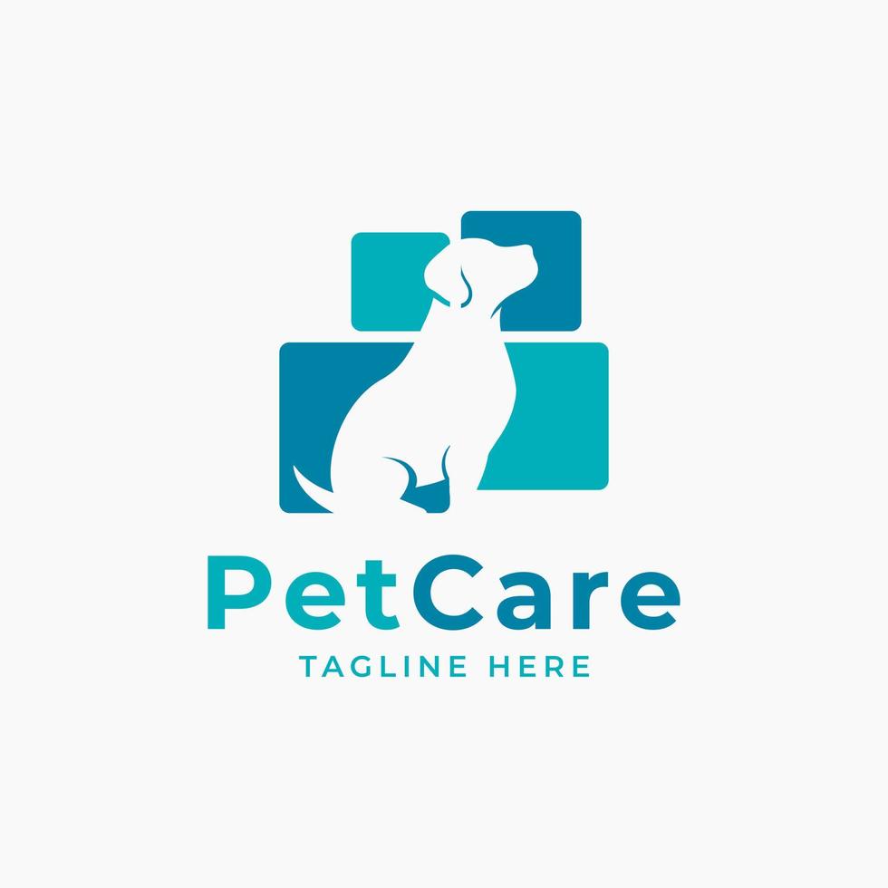 logo animal de la tienda de cuidado de mascotas con símbolo de silueta de perro y gato para tienda, clínica veterinaria, hospital, refugio, servicios de negocios vector