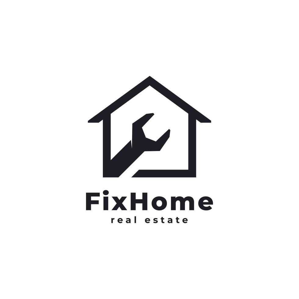 Repair Wrench Home Construction Building Technology Logo Design Template vector