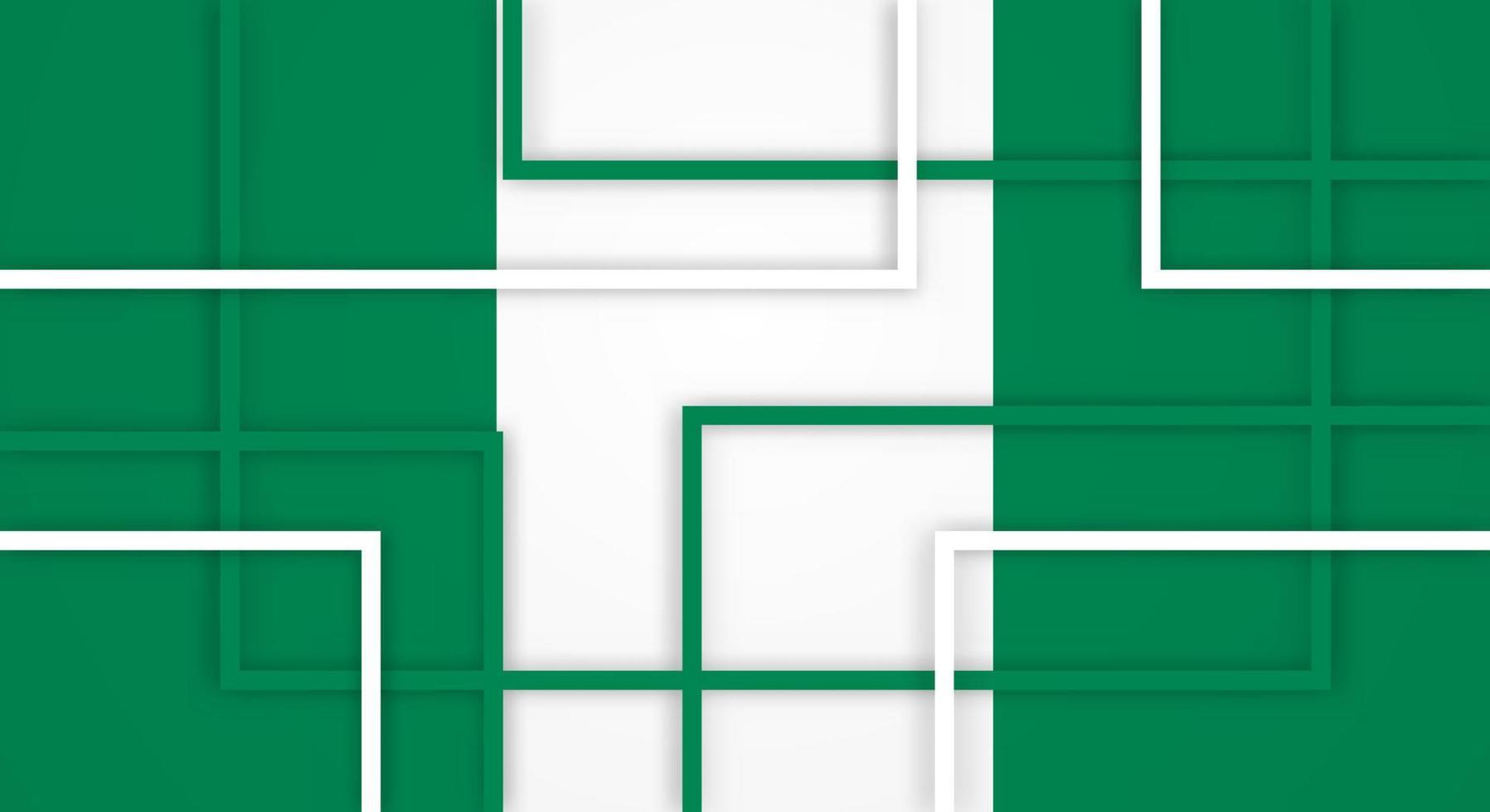 Abstract Geometric Square Stripes Lines Papercut Background with Flag of Nigeria vector