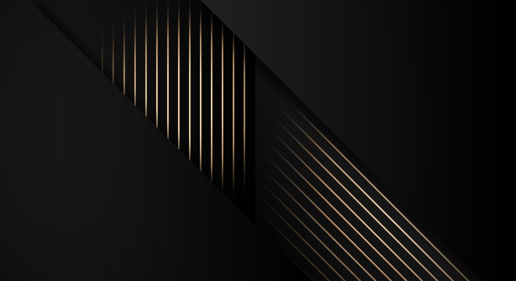 Luxury Stripes Golden Lines Diagonal Overlap on Black Background with Copy Space for Text vector