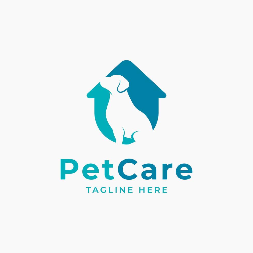 Pet Care Shop Animal Logo with Dog and Cat Silhouette Symbol for Store, Veterinary Clinic, Hospital, Shelter, Business Services vector