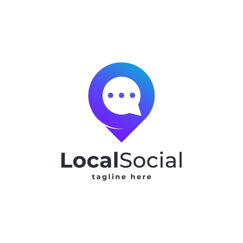 chat de burbujas con combinación de logotipo de ubicación pin gps. adecuado para el icono social de los medios vector