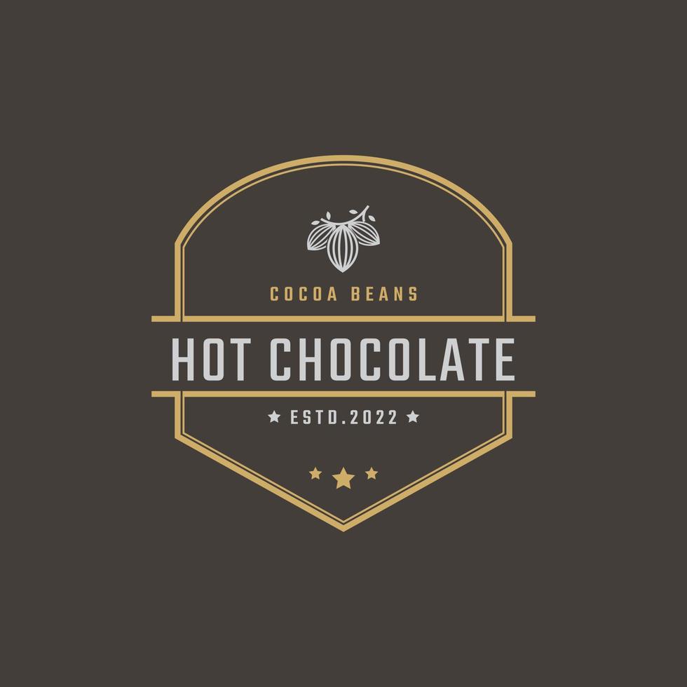 Vintage Retro Badge Emblem Chocolate with Cocoa Bean Logo Design Linear Style vector