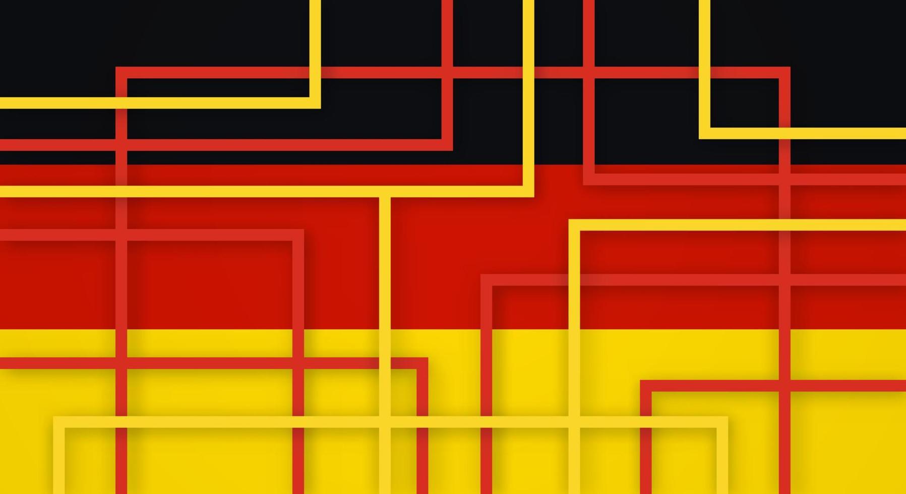 Abstract Geometric Square Stripes Lines Papercut Background with Flag of Germany vector