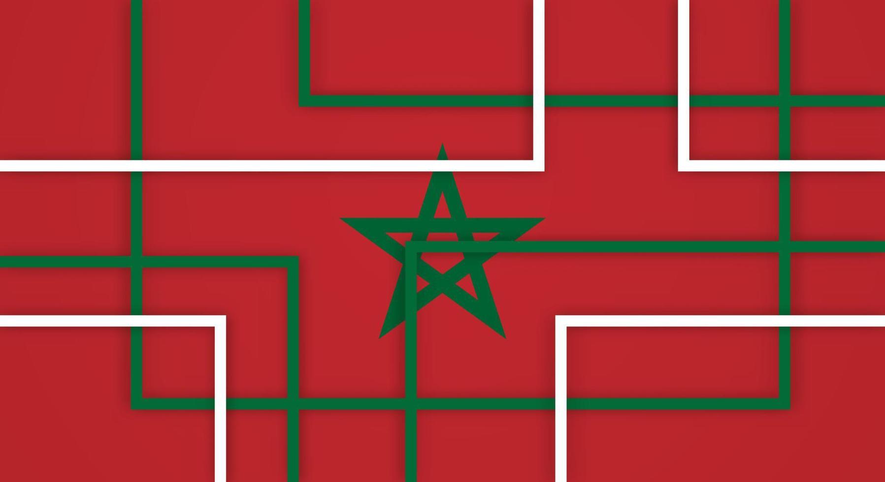 Abstract Geometric Square Stripes Lines Papercut Background with Flag of Marocco vector