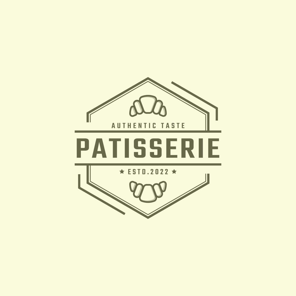 elemento de plantilla de logotipo de vector de panadería de pastelería de insignia retro vintage