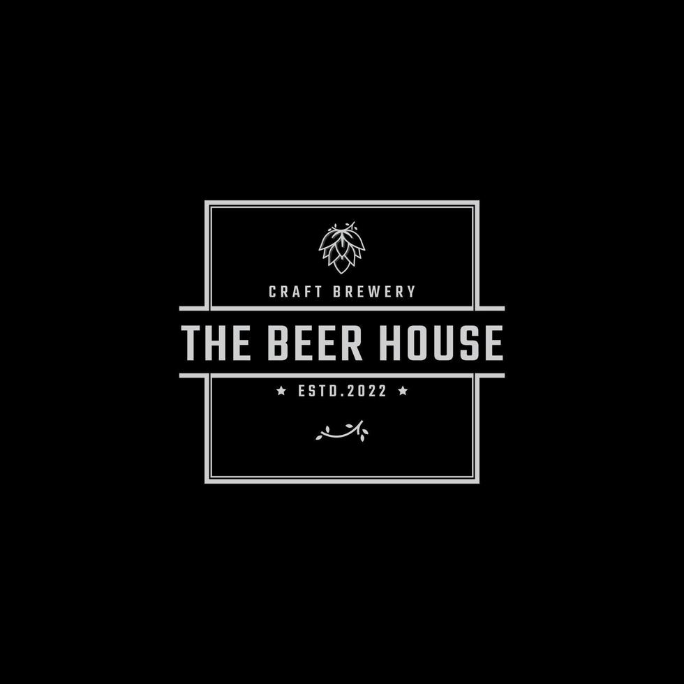 Vintage Retro Badge Emblem Beer Brewery with hop Logo for Beer House