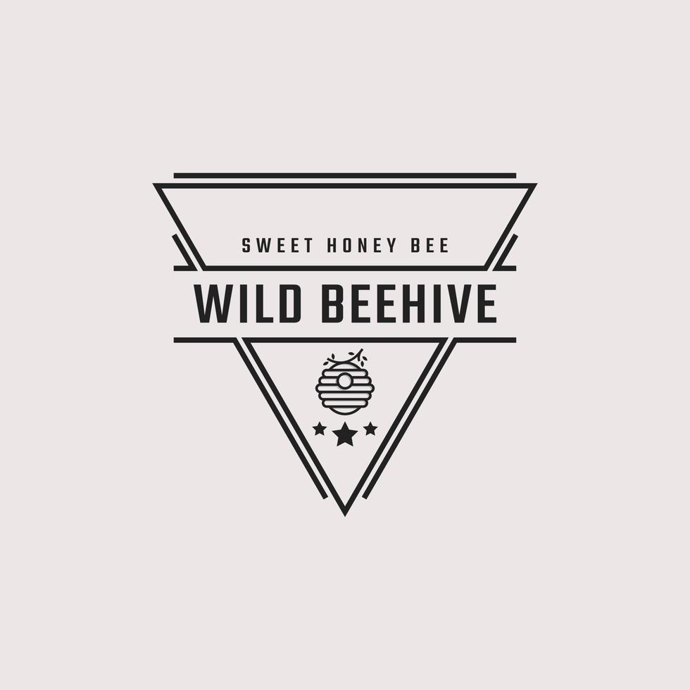emblema de insignia retro vintage diseño de logotipo de colmena de abejas de miel estilo lineal. ilustración vectorial vector