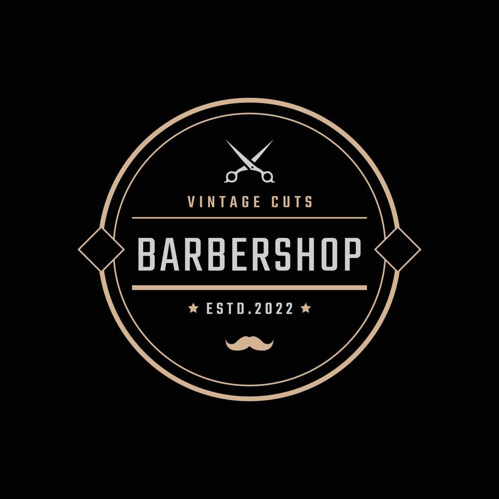 Vintage Retro Badge Emblem Logotype Barber Shop Logo Design Linear Style vector