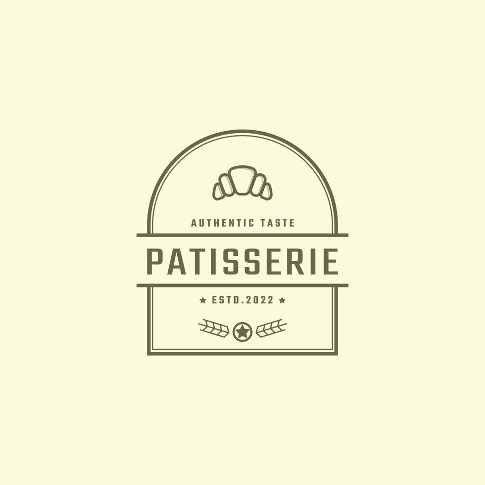 elemento de plantilla de logotipo de vector de panadería de pastelería de insignia retro vintage