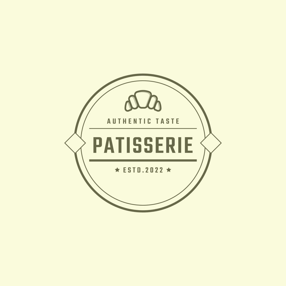 Vintage Retro Badge Pastry Bakery Vector Logo Template Element