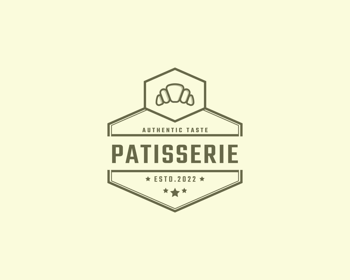 Vintage Retro Badge Pastry Bakery Vector Logo Template Element