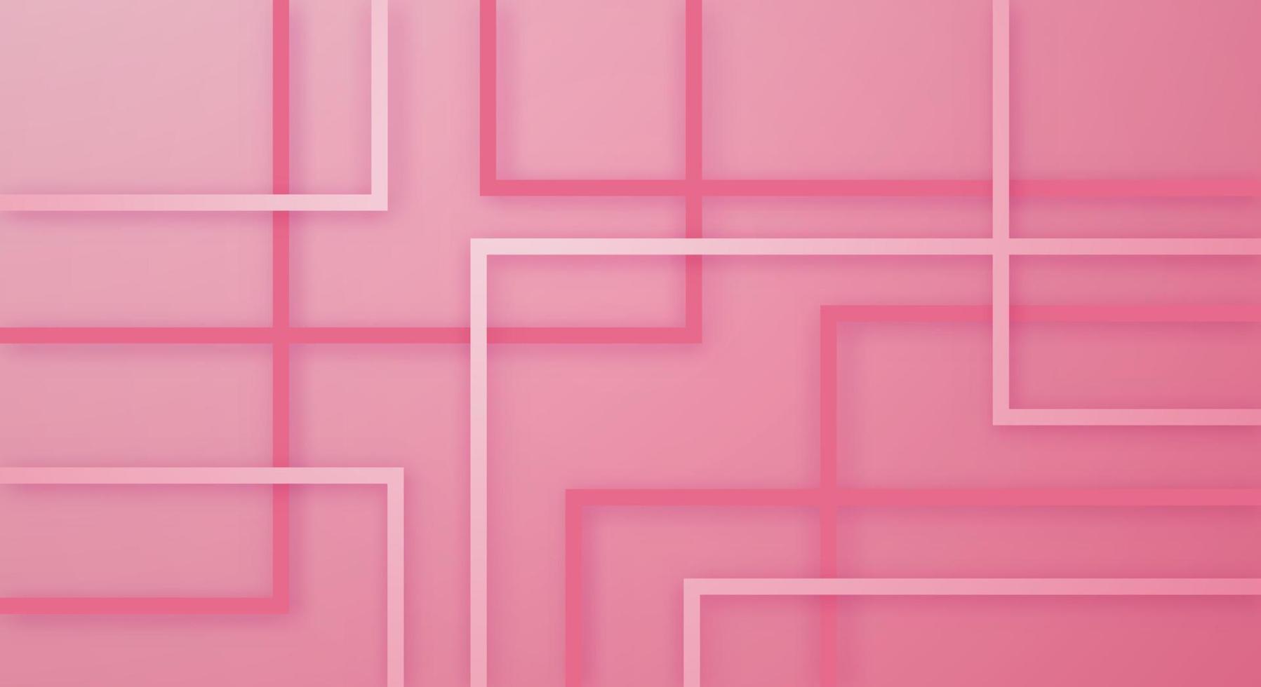 Abstract 3D Geometric Square Stripes Lines Paper cut Background with Pink Light Colors Realistic Decoration Pattern vector