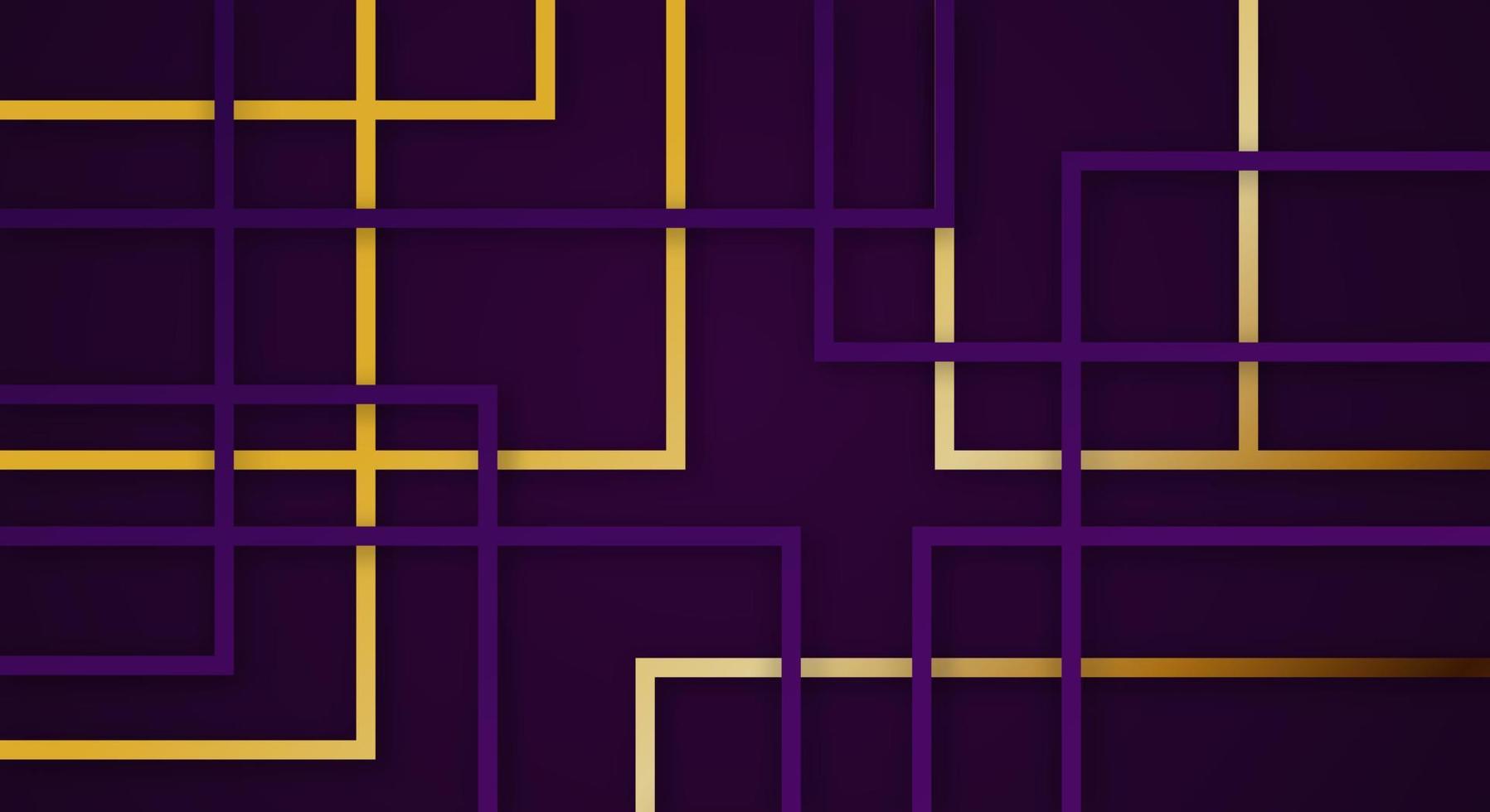 Abstract 3D Geometric Square Stripes Lines Paper cut Background with Dark Purple and Gold Colors Realistic Decoration Pattern vector