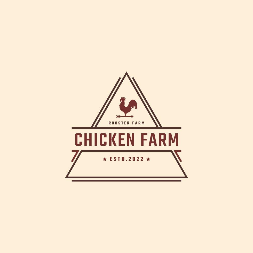 emblema de insignia retro vintage logotipo de gallo rojo. ideal para granjas, restaurantes, alimentos, agricultura y otros negocios. vector