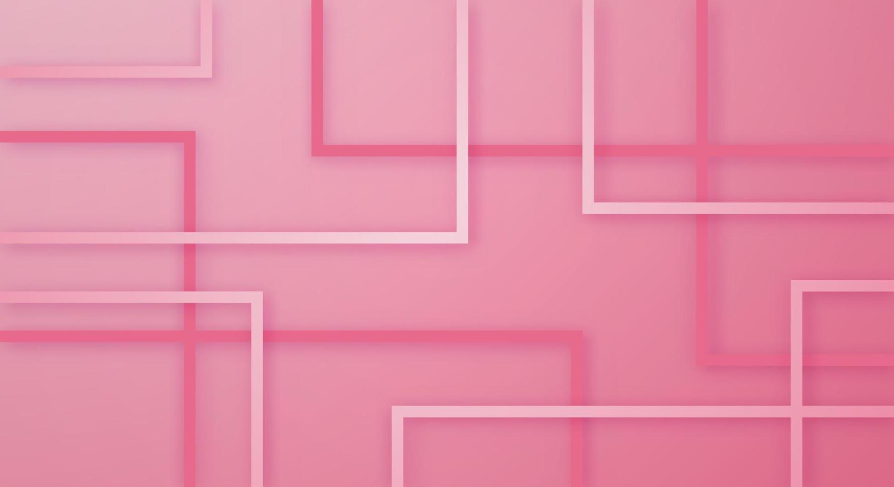 Abstract 3D Geometric Square Stripes Lines Paper cut Background with Pink Light Colors Realistic Decoration Pattern vector