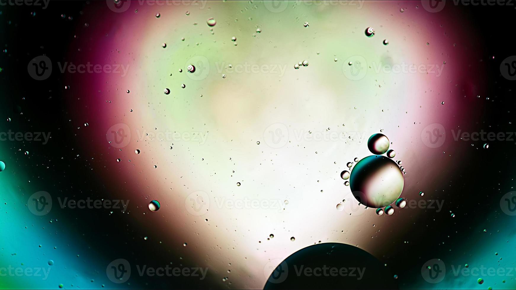 Abstract Colorful Food Oil Drops Bubbles and spheres Flowing on Water Surface photo