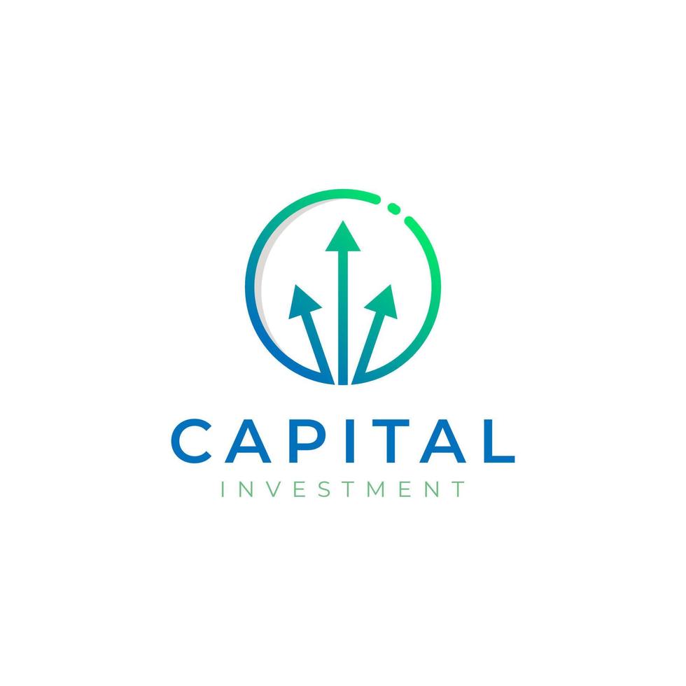 círculo con símbolo de flecha hacia arriba inspiración para el diseño del logotipo de inversión de capital vector