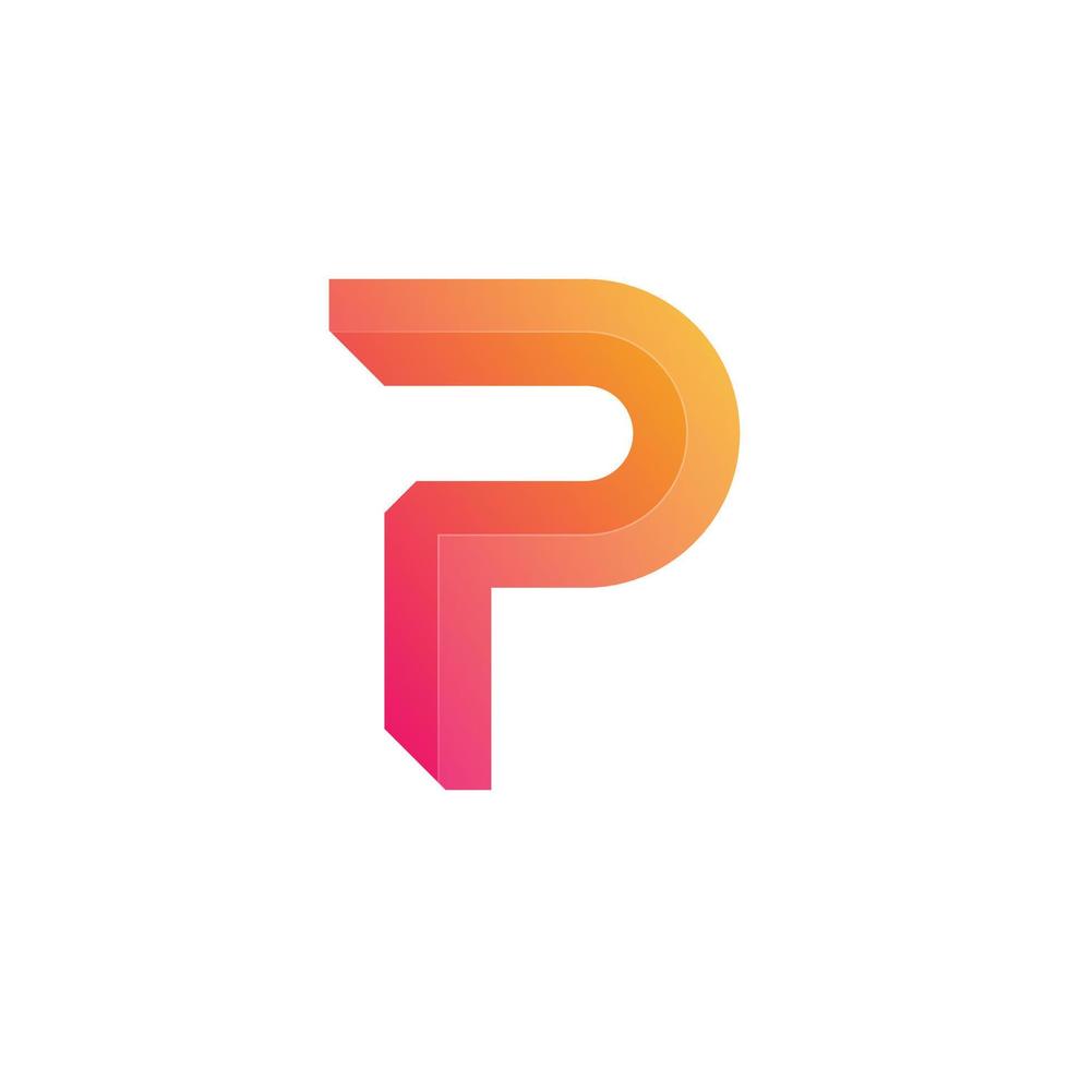 estilo colorido degradado del logotipo de la letra p para el negocio de la empresa o la marca personal vector