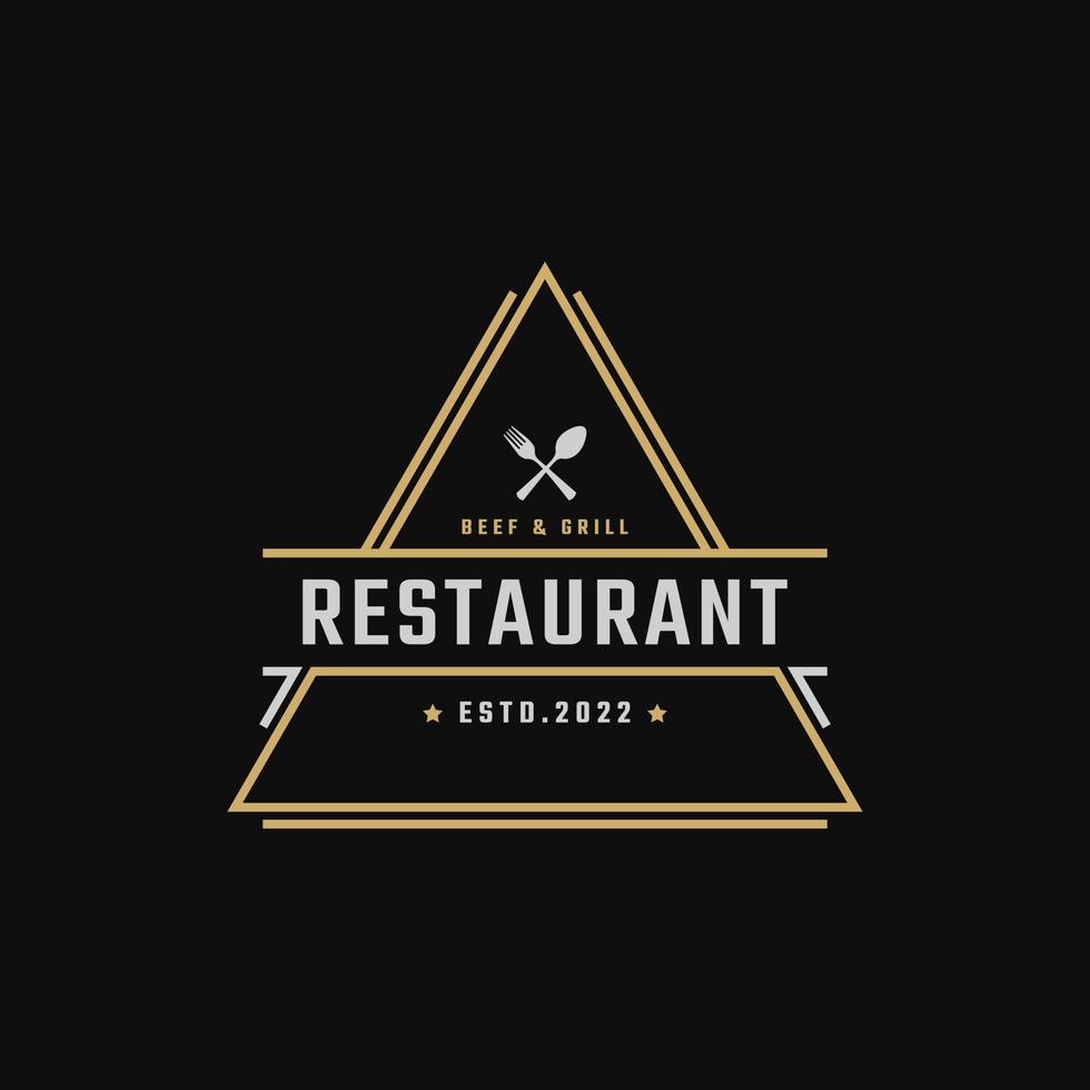 Vintage Retro Badge Emblem Restaurant and Cafe Logo Design Linear Style vector