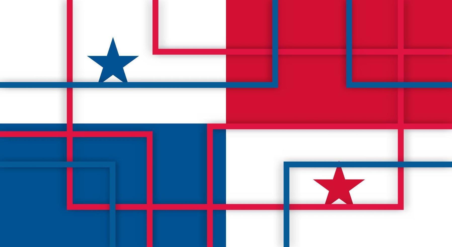 Fondo de corte de papel de líneas de rayas cuadradas geométricas abstractas con bandera de Panamá vector
