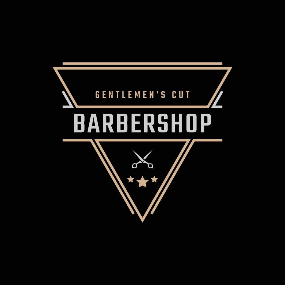 Vintage Retro Badge Emblem Logotype Barber Shop Logo Design Linear Style vector