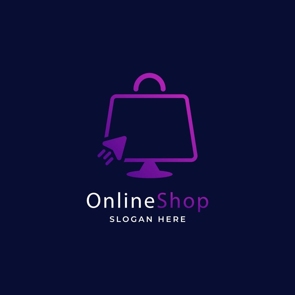 Gradient E-commerce Online Shop Logo Template Vector Illustration
