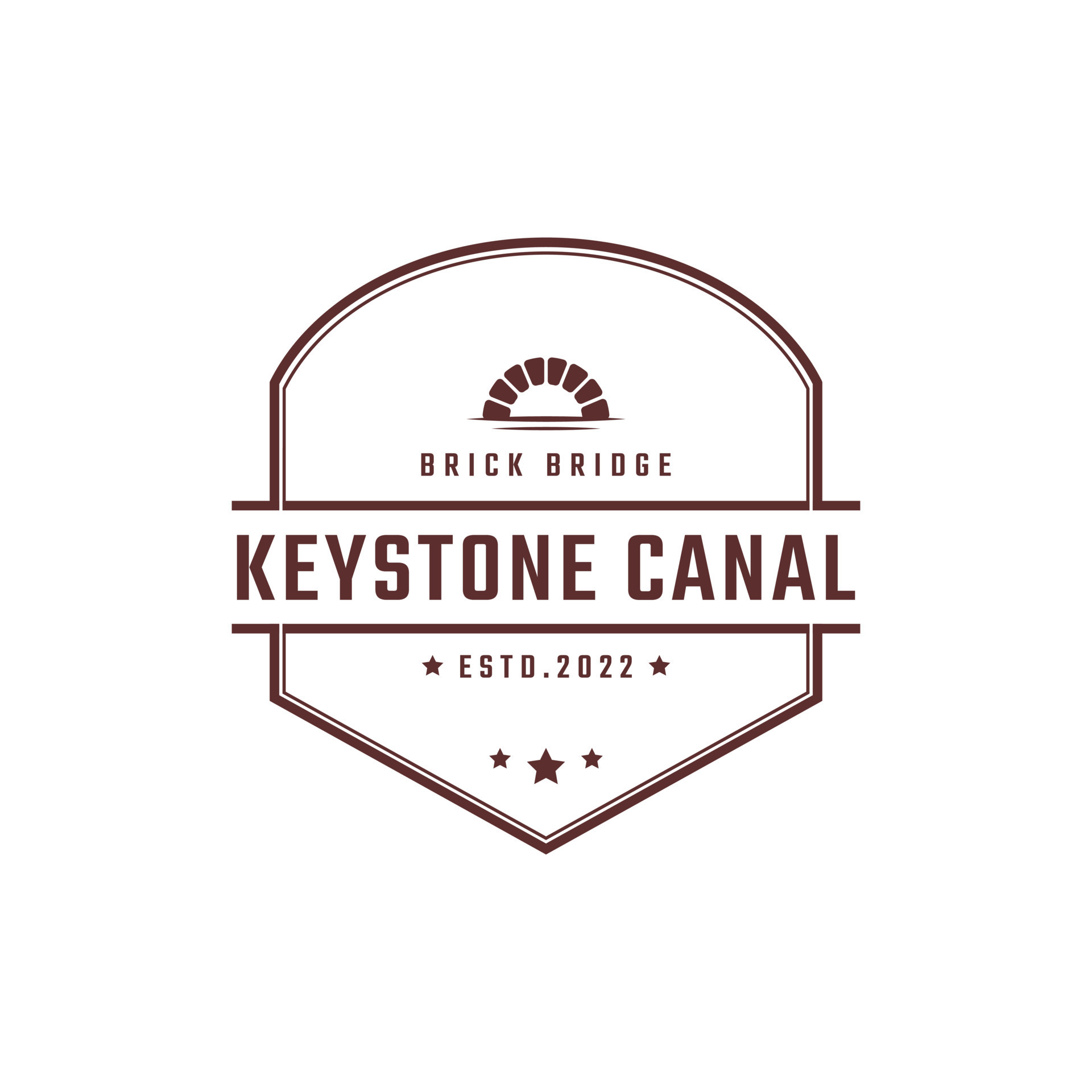 Vintage Retro Badge Emblem Keystone Canal Waterway Brick Bridge with