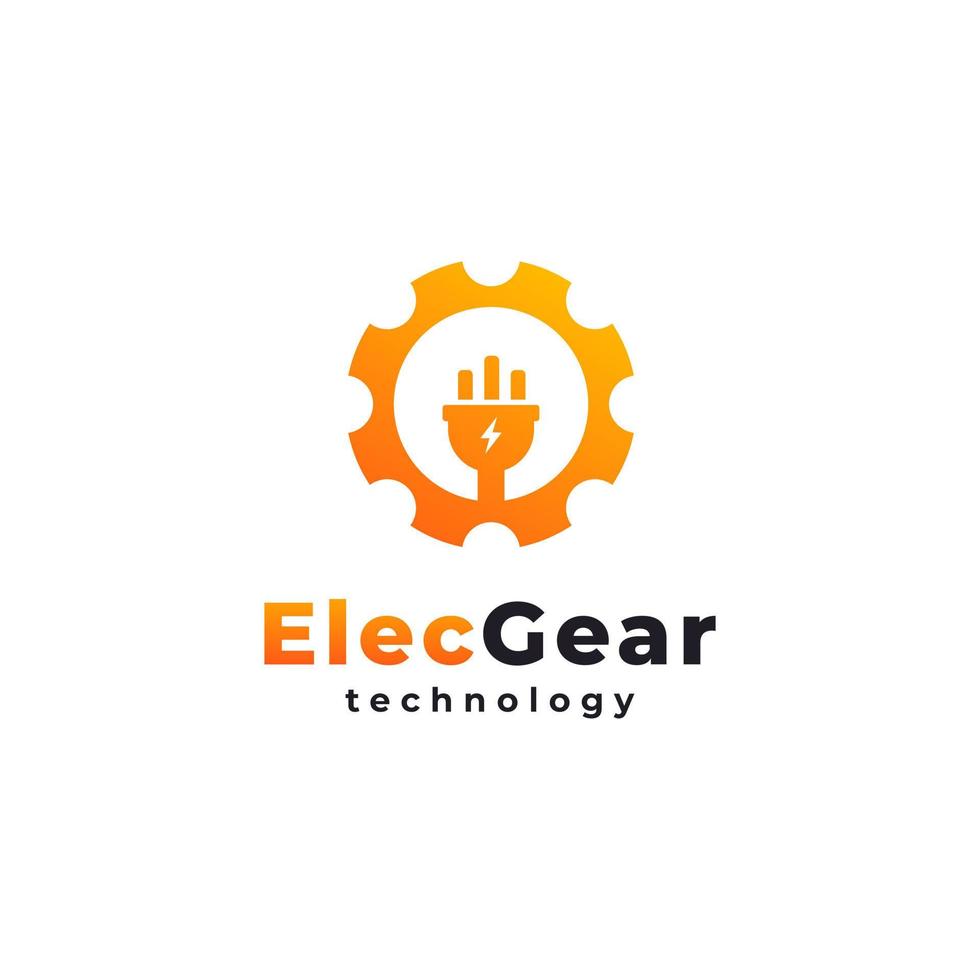 Gear with Plug Electrical Logo. Suitable for Factory or Industrial Business Symbol vector