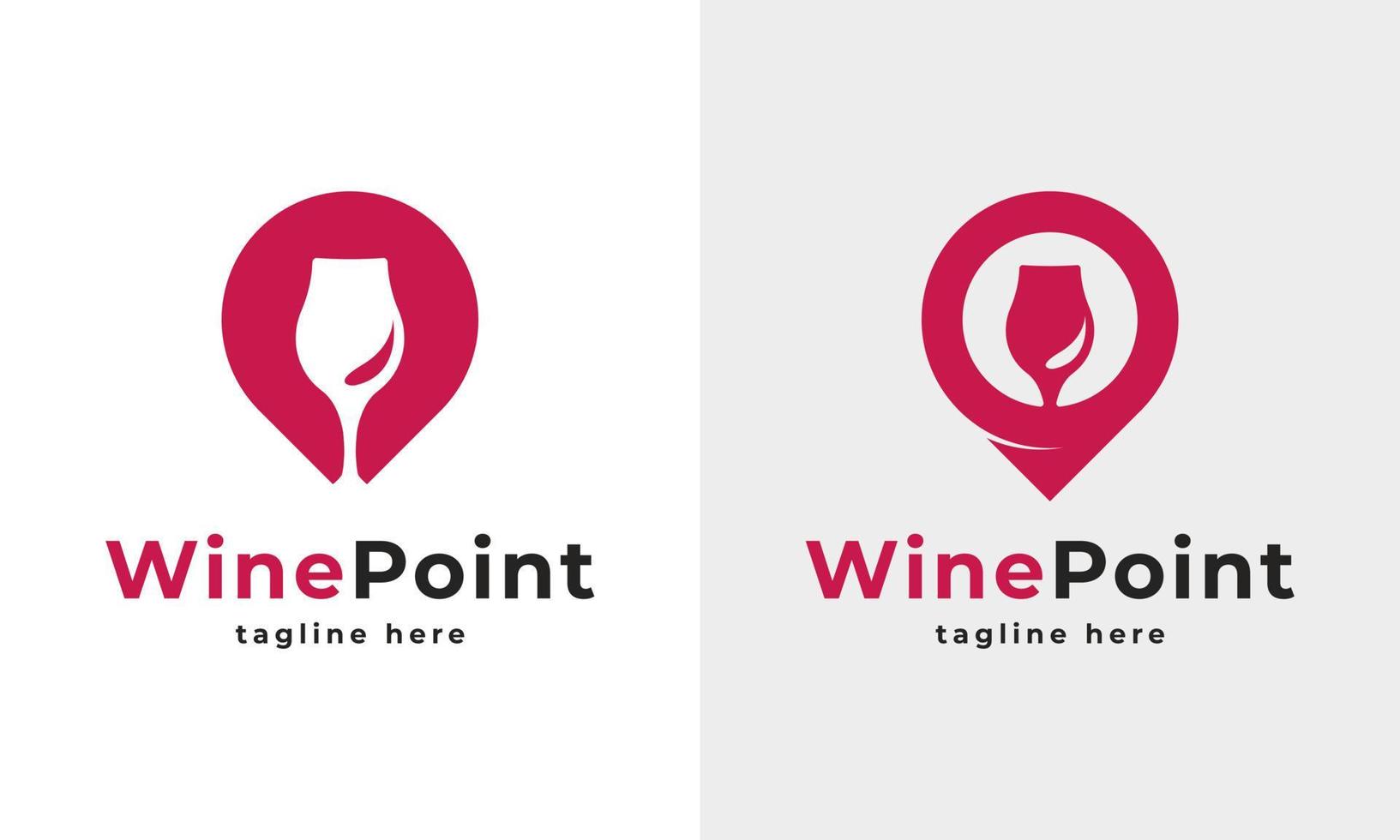 logotipo de punto de vino. combinación de logotipo de ubicación de pin y copa de vino. adecuado para el icono de la tienda de vinos vector