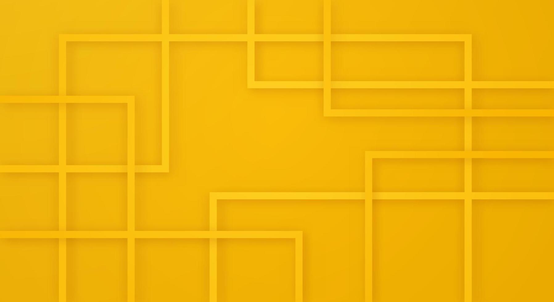 Fondo de corte de papel de líneas de rayas cuadradas geométricas 3d abstractas con patrón de decoración realista de colores amarillos vector