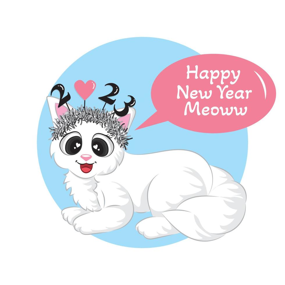 Happy new year 2023 cat illustration vector