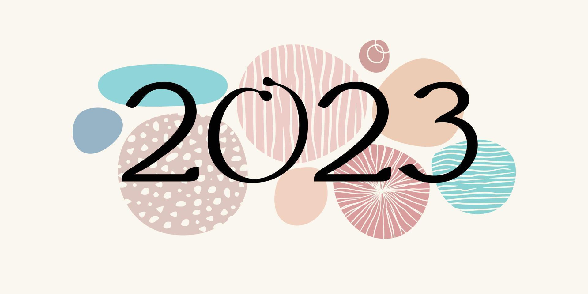 Happy New Year 2023 on Paper Aesthetic beauty memphis background vector