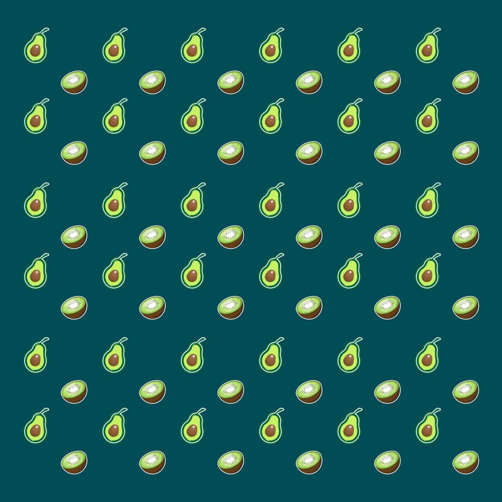 Fondo de vector de tema de patrón de aguacate y kiwi.